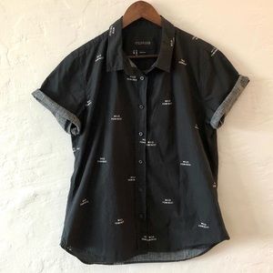 Wildfang Wild Feminist short sleeve collared shirt size large